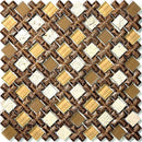 Beige Cross And Travertine With Glass Squares Mosaic Tile | Tile Club