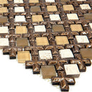 Beige Cross And Travertine With Glass Squares Mosaic Tile | Tile Club