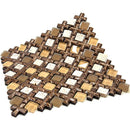 Beige Cross And Travertine With Glass Squares Mosaic Tile | Tile Club