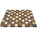 Beige Cross And Travertine With Glass Squares Mosaic Tile | Tile Club