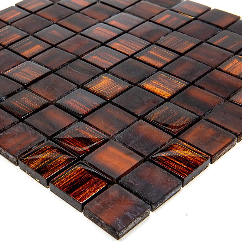 Brown Foil And Frosted Square Mosaic Tile | Tile Club
