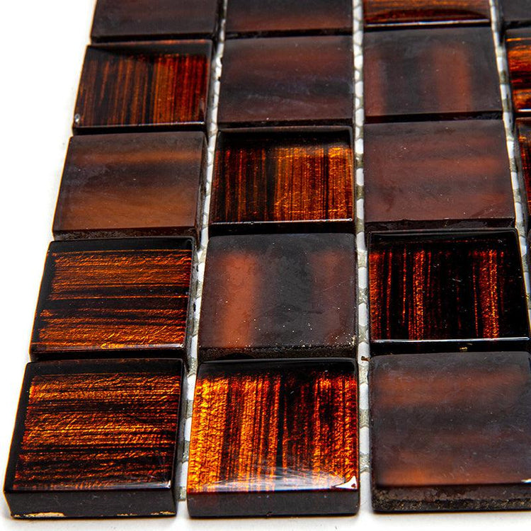 Brown Foil And Frosted Square Mosaic Tile | Tile Club