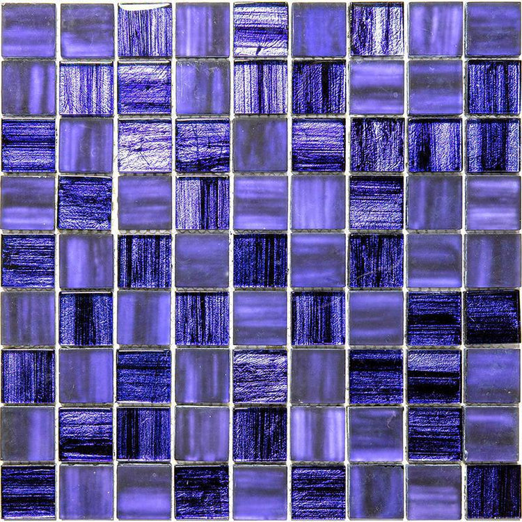 Purple Foil Glossy And Frosted Square Glass Mosaic Tile Sample