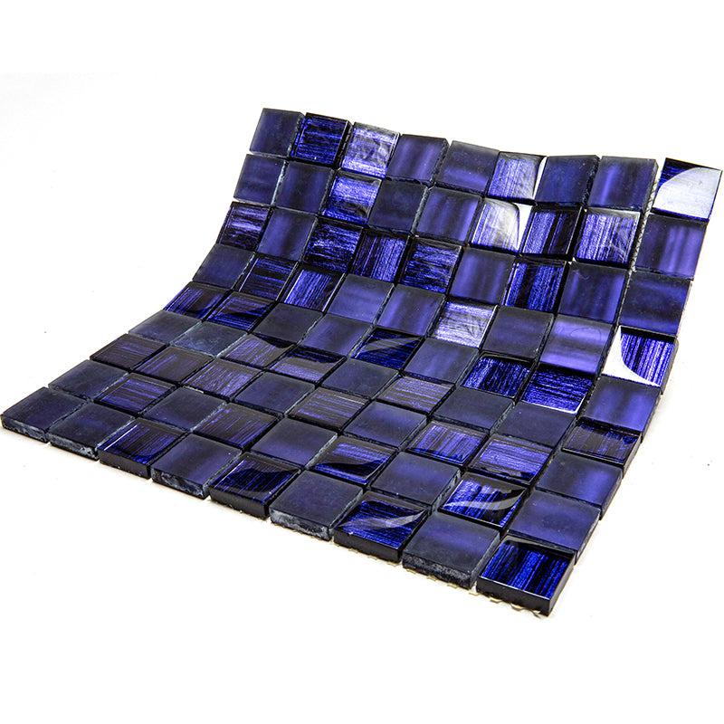 Purple Foil Glossy And Frosted Square Glass Mosaic Tile