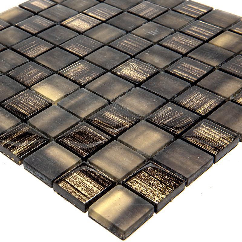 Charcoal Foil And Frosted Square Mosaic Tile | Tile Club