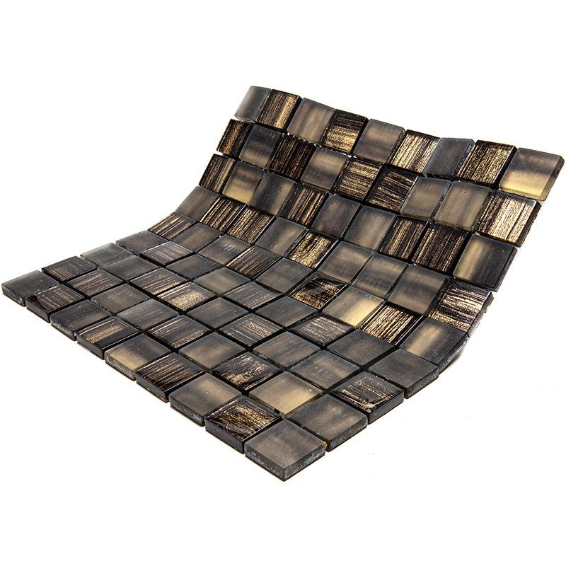 Charcoal Foil And Frosted Square Mosaic Tile | Tile Club