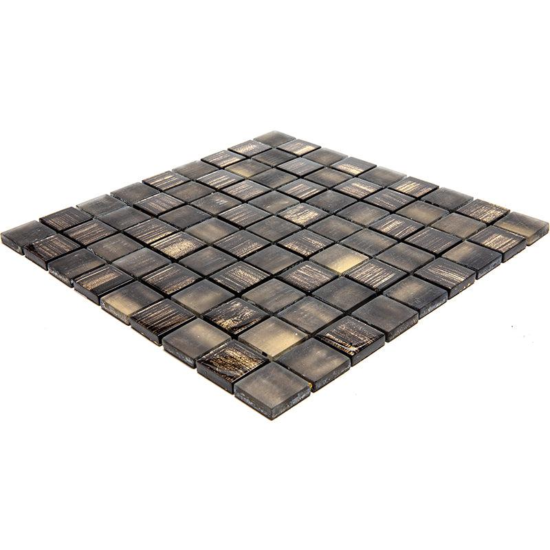 Charcoal Foil And Frosted Square Mosaic Tile