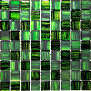 Emerald Green Foil And Frosted Square Mosaic Tile Sample
