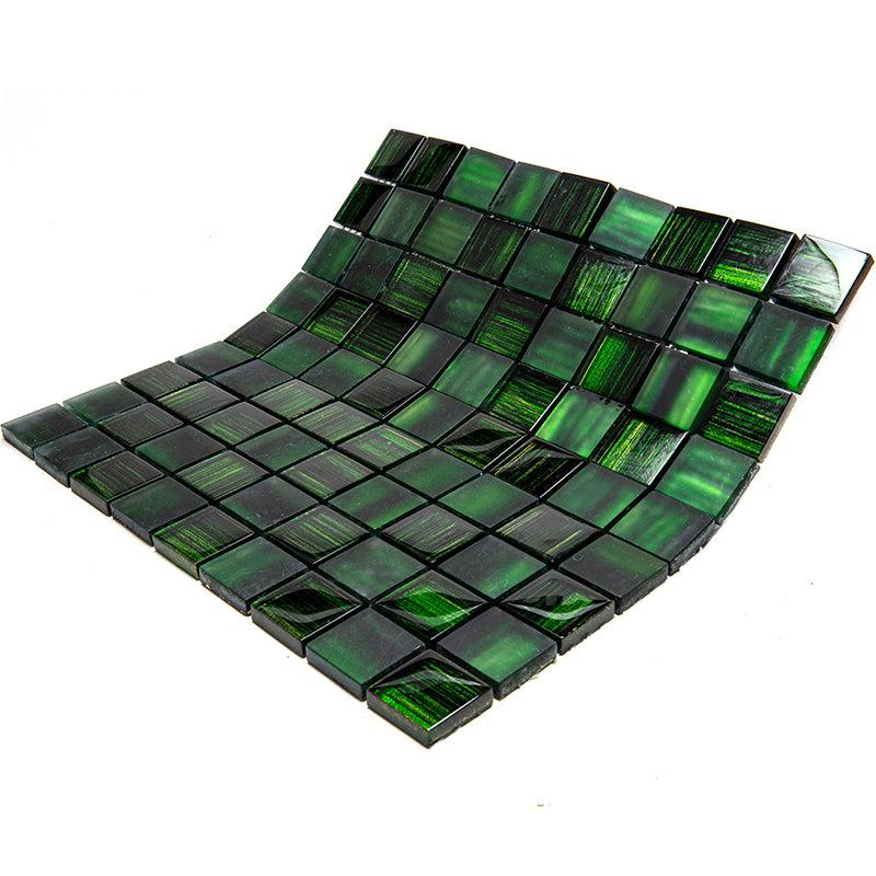 Emerald Green Foil And Frosted Square Mosaic Tile | Tile Club