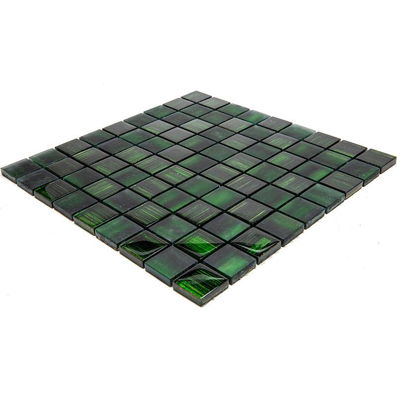 Emerald Green Foil And Frosted Square Mosaic Tile | Tile Club