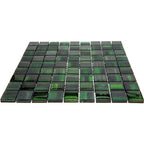 Emerald Green Foil And Frosted Square Mosaic Tile | Tile Club