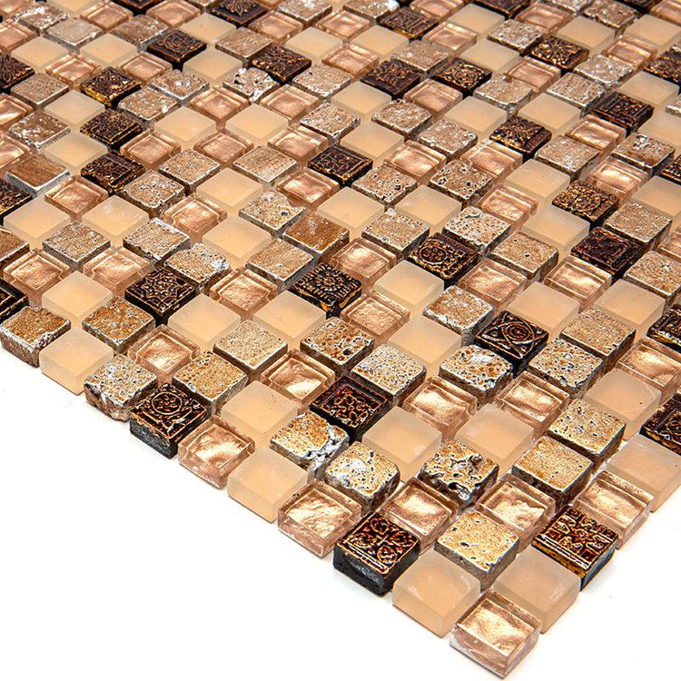 Eclectic Gold Micro Square Mosaic Tile | Tile Club