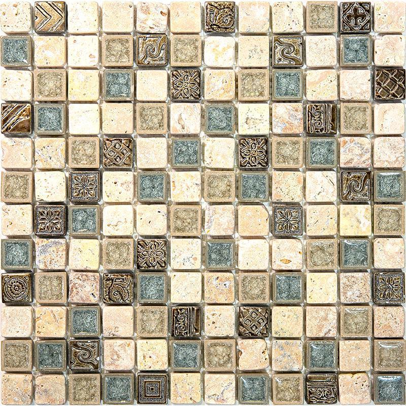 Eclectic Travertine Square Mosaic Tile
