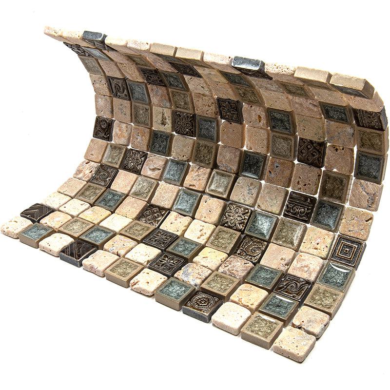 Eclectic Travertine Square Mosaic Tile | Tile Club