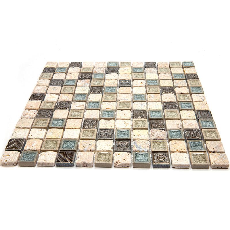 Eclectic Travertine Square Mosaic Tile | Tile Club