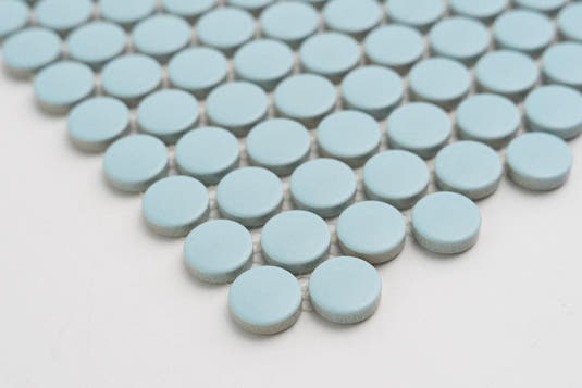 Light Blue Buttons Porcelain Penny Round Tile | Tile Club