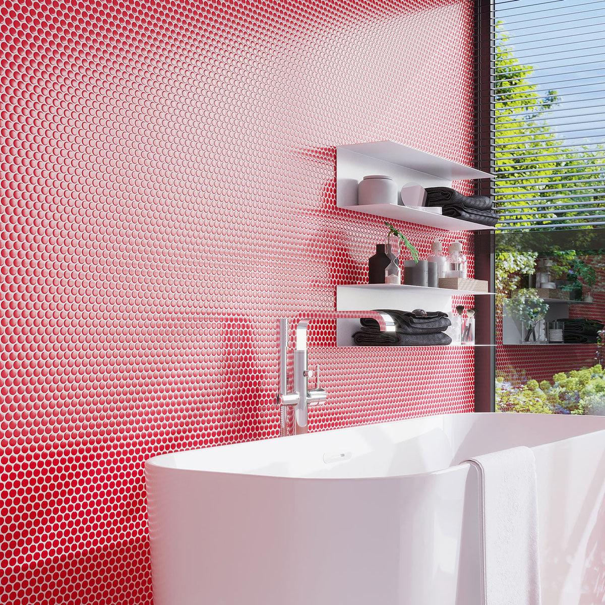 Button Ceramic Tile Red Buttons Porcelain Penny Round Tile