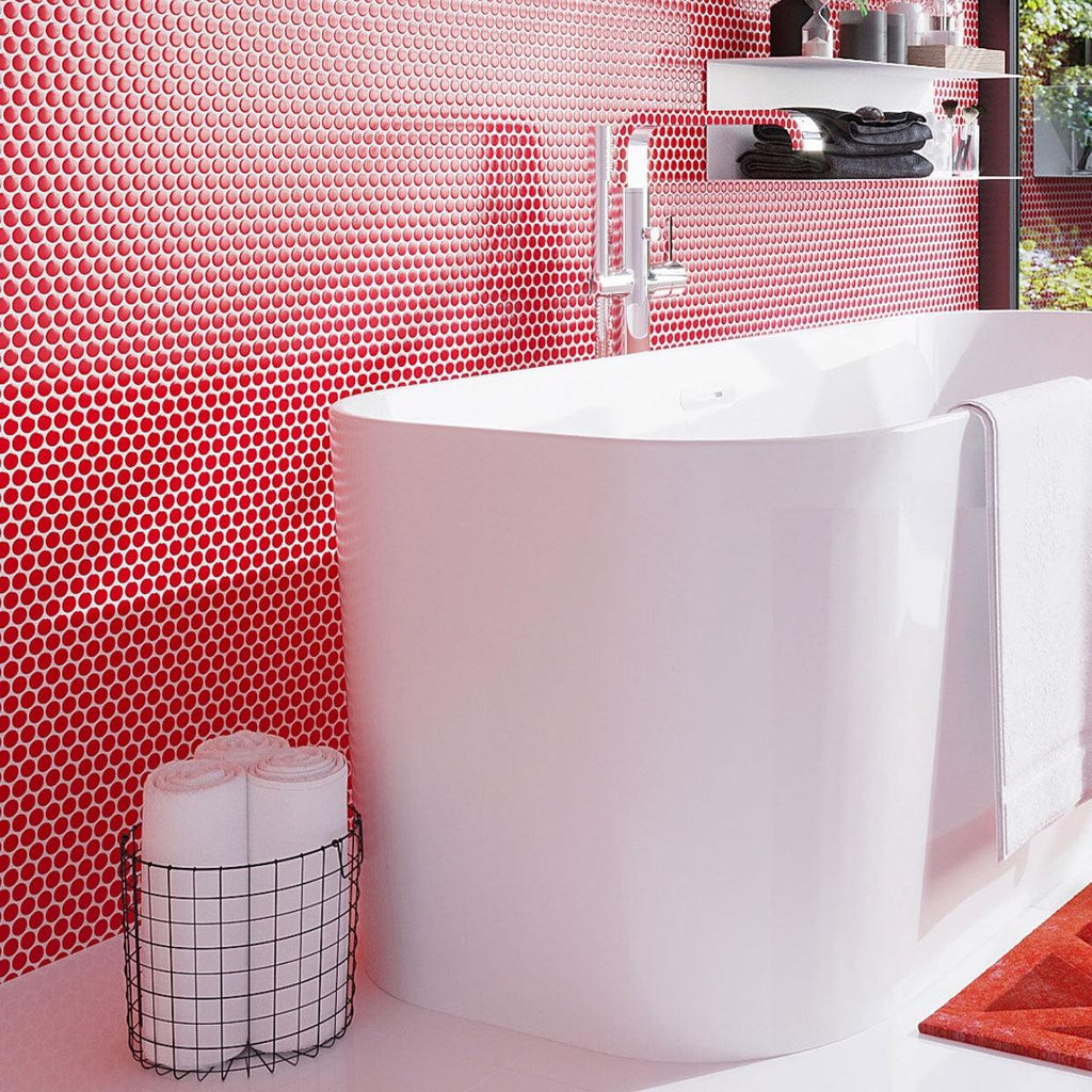 Red Buttons Porcelain Penny Round Tile | Tile Club