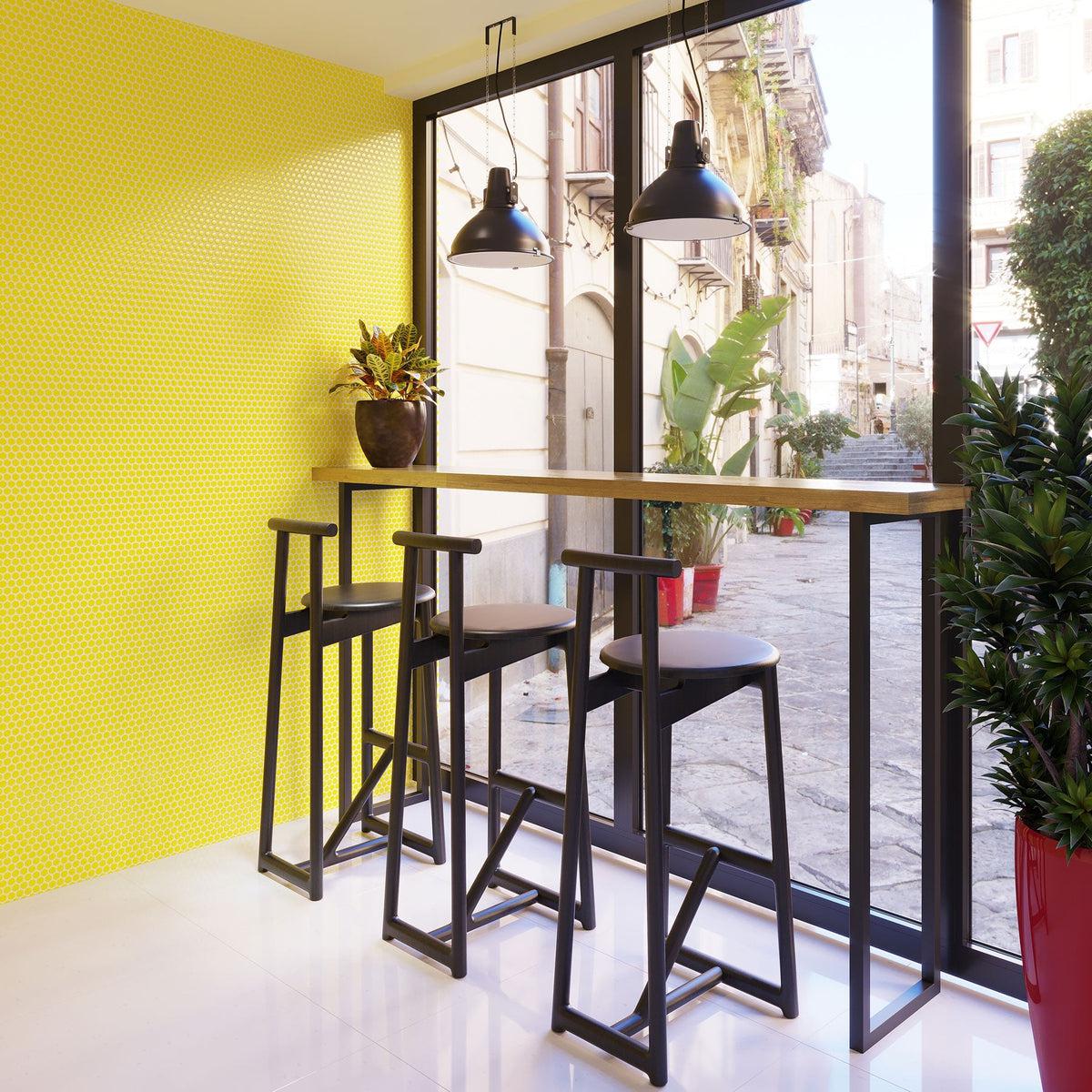 Yellow Buttons Porcelain Penny Round Tile | Tile Club