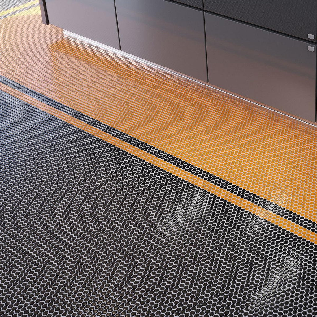 Matte Black Buttons Porcelain Penny Round Tile | Tile Club