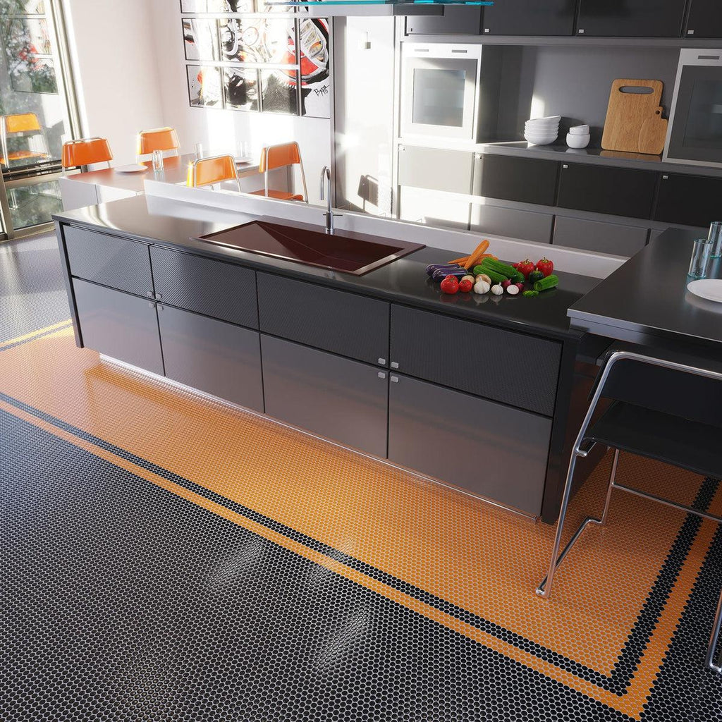 Matte Black Buttons Porcelain Penny Round Tile | Tile Club