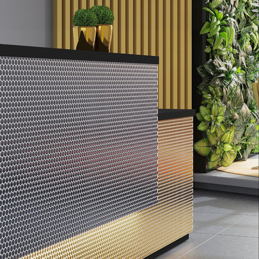 Metallic Gold Buttons Porcelain Penny Round Tile | Tile Club