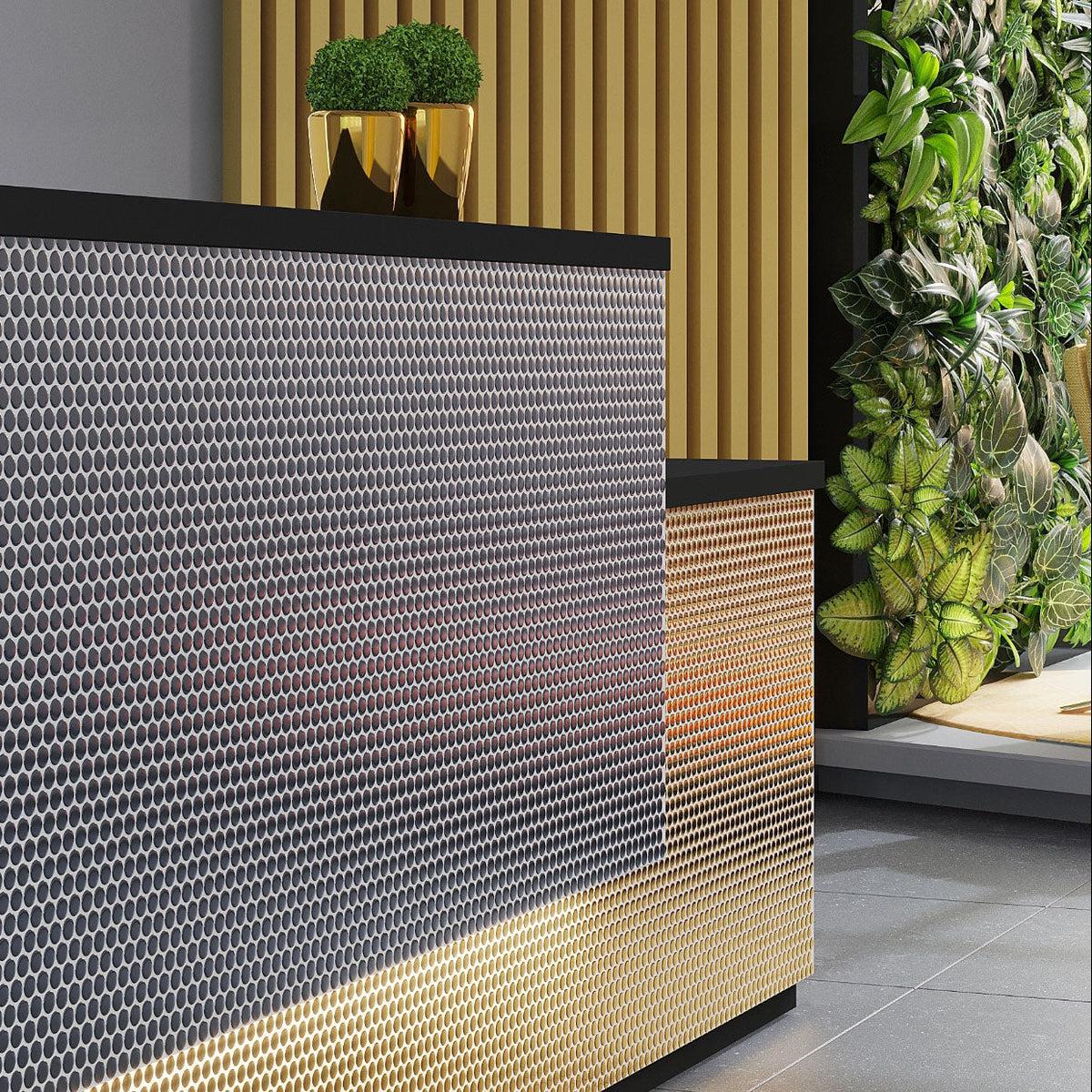 Metallic Gold Buttons Porcelain Penny Round Tile | Tile Club