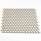 Glossy Cream Buttons Porcelain Penny Round Tile | Tile Club