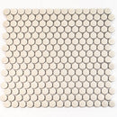 Glossy cream penny round porcelain tile