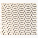 Glossy cream penny round porcelain tile