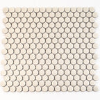 Glossy cream penny round porcelain tile