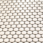 Glossy Cream Buttons Porcelain Penny Round Tile | Tile Club