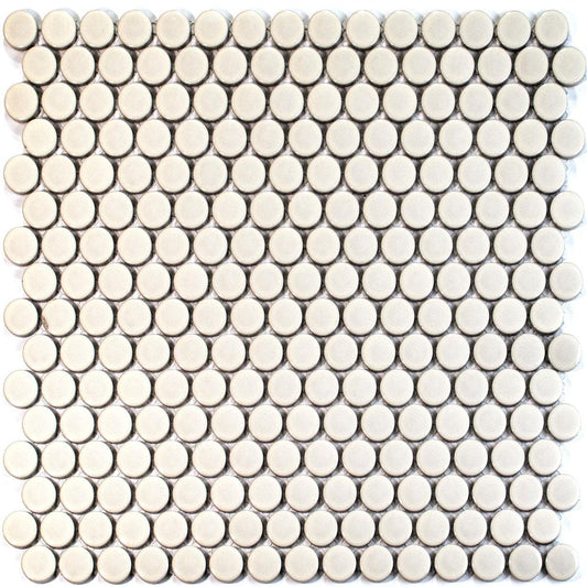 Glossy Cream Buttons Porcelain Penny Round Tile