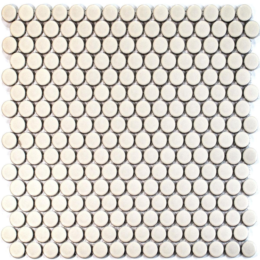 Glossy Cream Buttons Porcelain Penny Round Tile