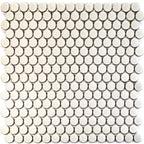Glossy Cream Buttons Porcelain Penny Round Tile