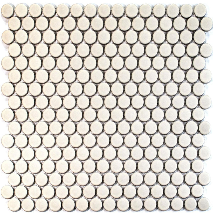 Glossy Cream Buttons Porcelain Penny Round Tile
