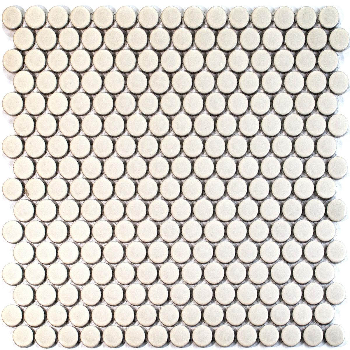 Glossy Cream Buttons Porcelain Penny Round Tile