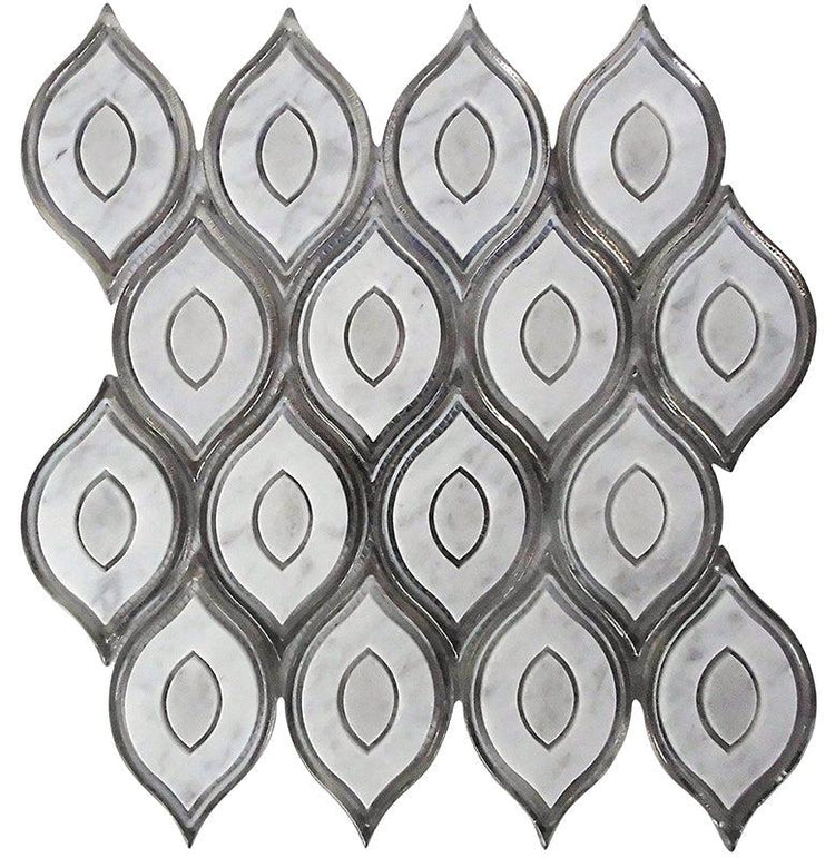 Evil Eye Carrara Marble Mosaic Tile Sample