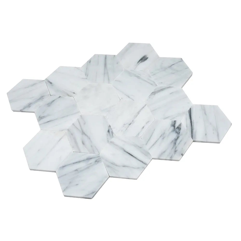 2.5" Carrara Hexagon Peel and Stick Tile