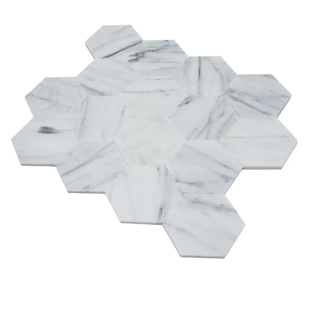 2.5" Carrara Hexagon Peel and Stick Tile