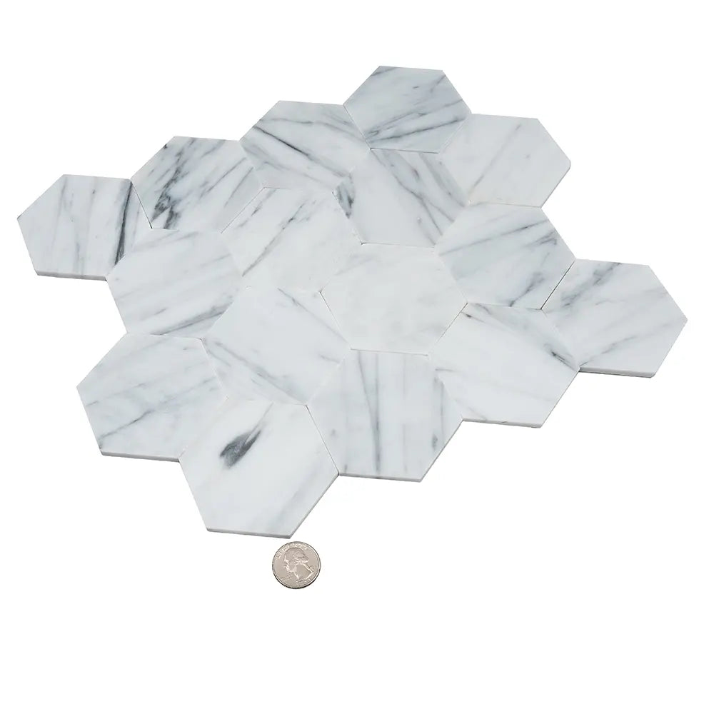 2.5" Carrara Hexagon Peel and Stick Tile