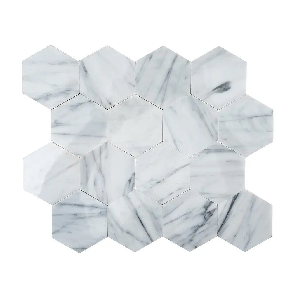 2.5" Carrara Hexagon Peel and Stick Tile