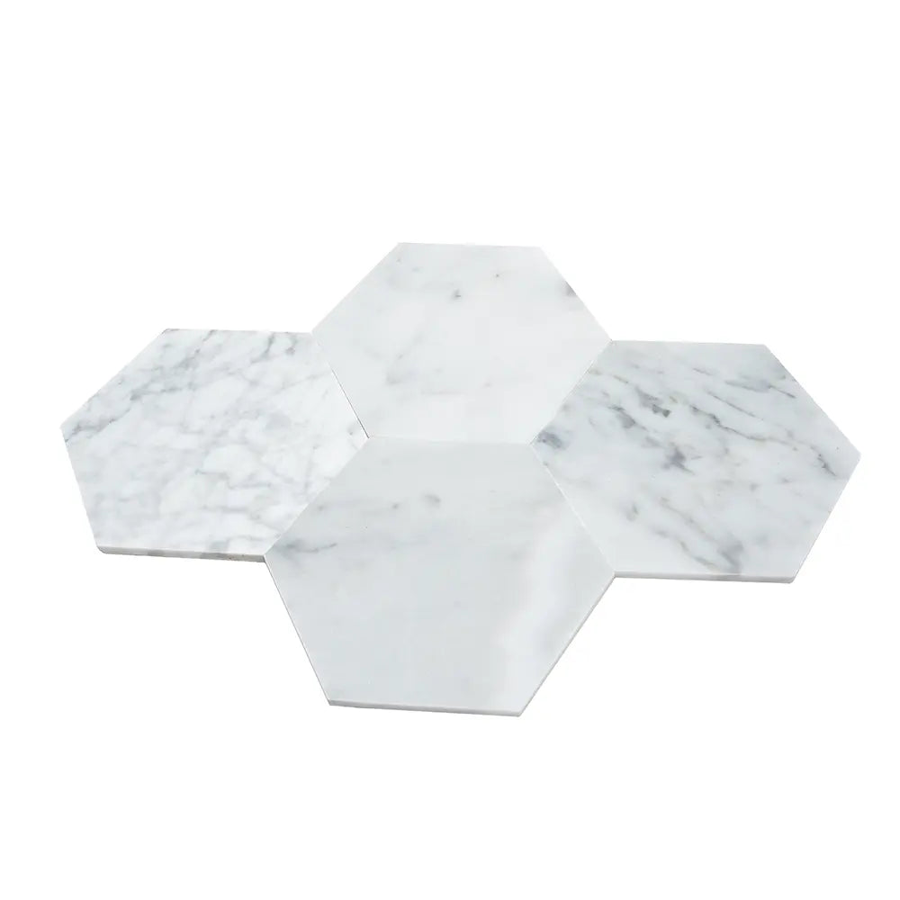 5" Carrara Hexagon Marble Peel and Stick Tile