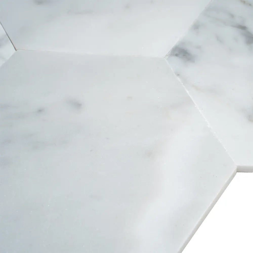 5" Carrara Hexagon Marble Peel and Stick Tile