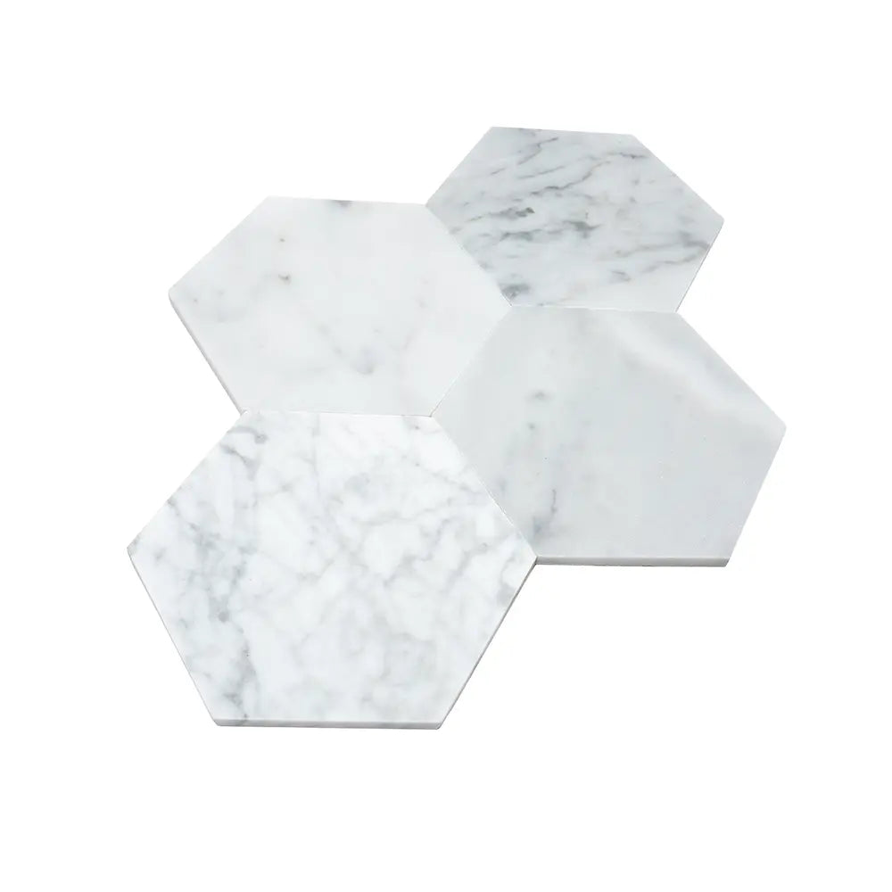 5" Carrara Hexagon Marble Peel and Stick Tile