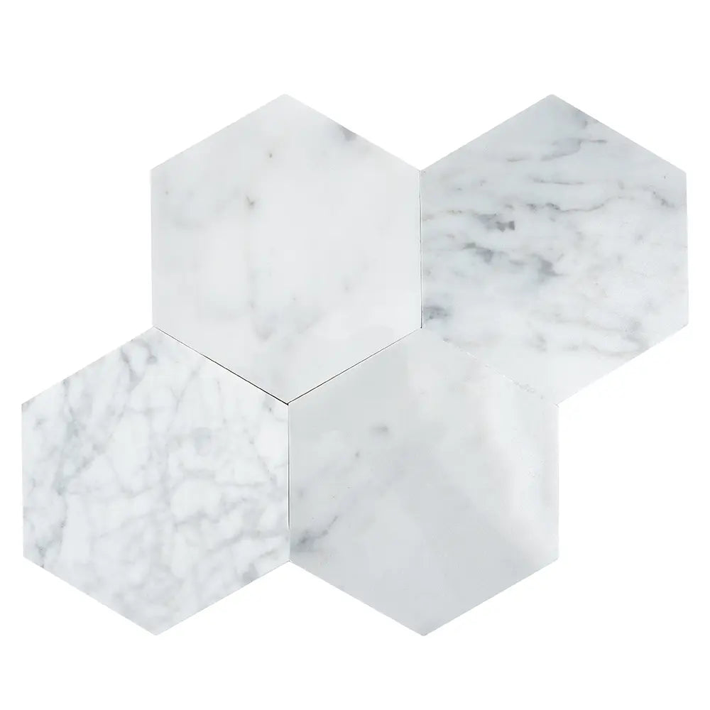 5" Carrara Hexagon Marble Peel and Stick Tile