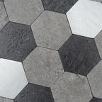 1.25" Silver, Grey and Black Hexagon Peel and Stick Tile | Tile Club
