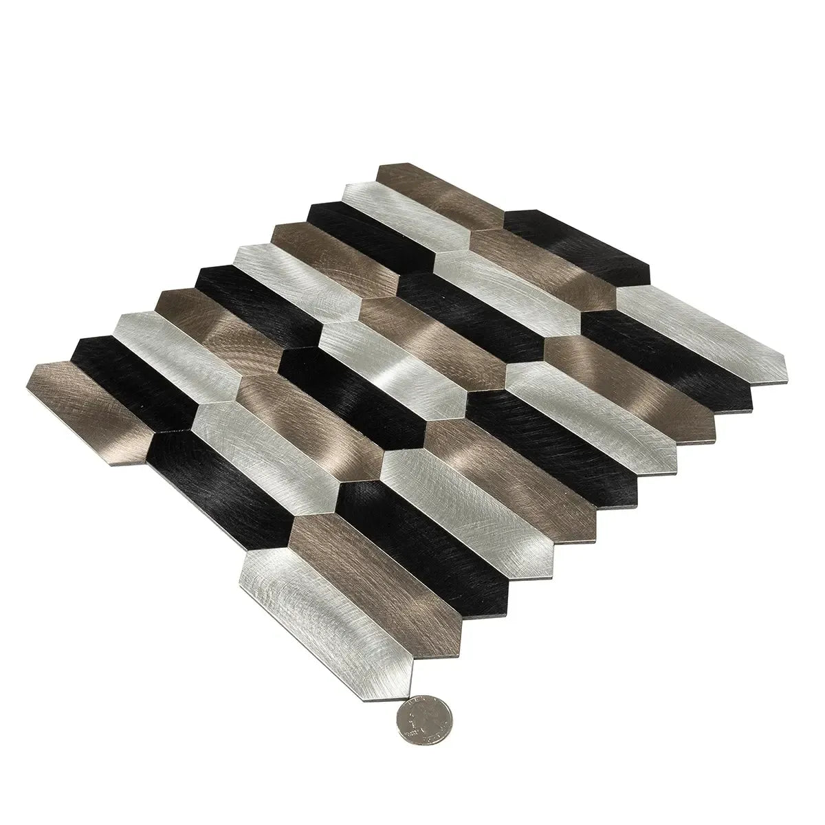 Silver, Grey and Black Picket Peel and Stick Tile | Tile Club