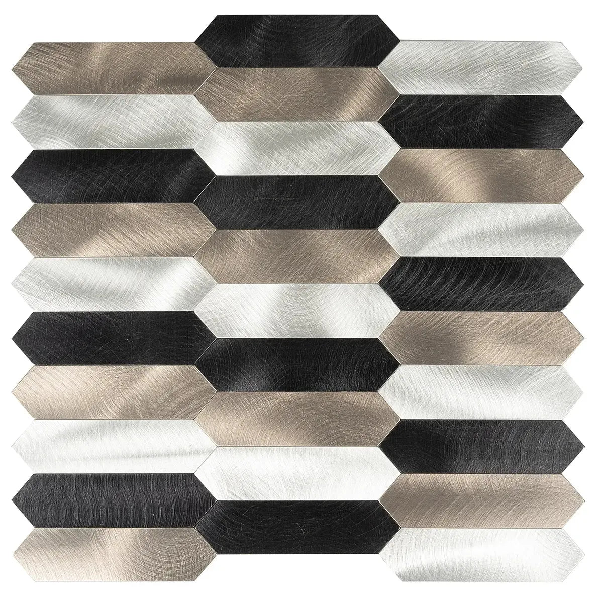 Silver, Grey and Black Picket Peel and Stick Tile Sample | Tile Club