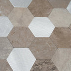 Silver and Beige Hexagon Peel and Stick Tile